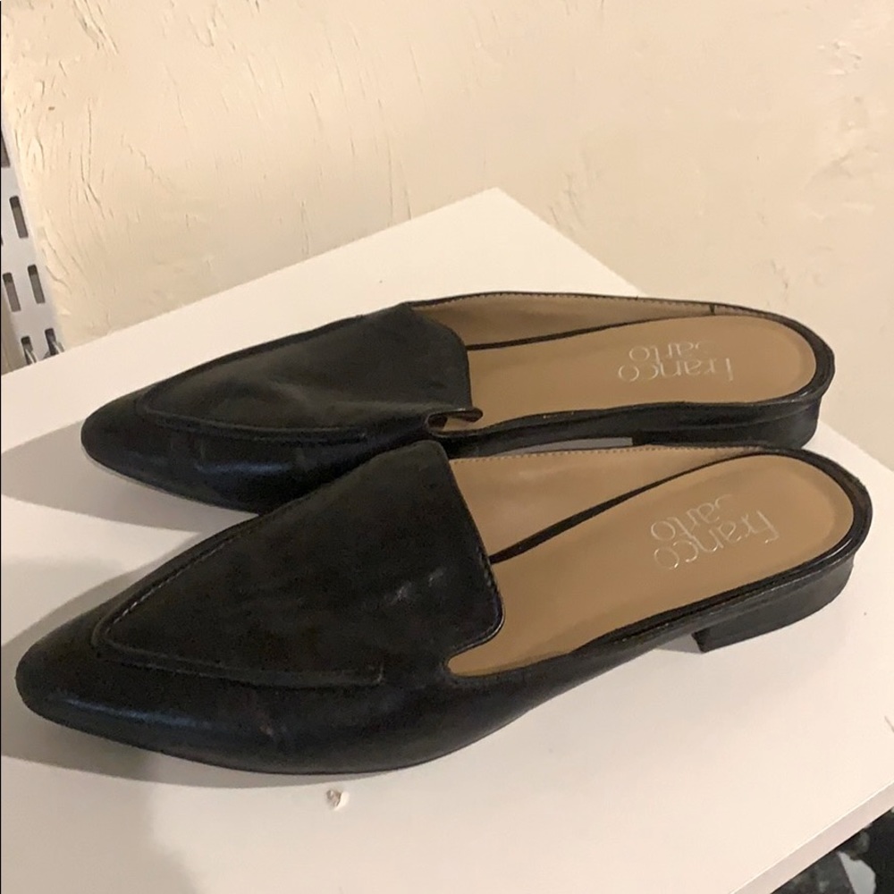 Franco Sarto black leather mules